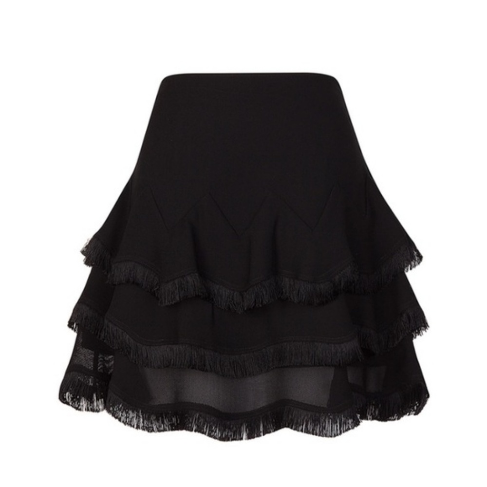 NWOT Sandro Black Fringe Skirt Sz 1